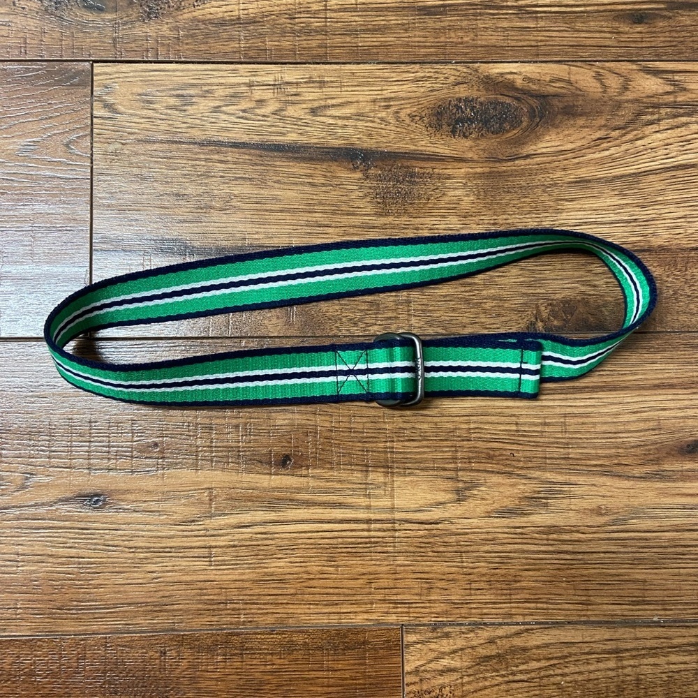Polo Ralph Lauren boys striped d ring belt green & blue collegiate style preppy
